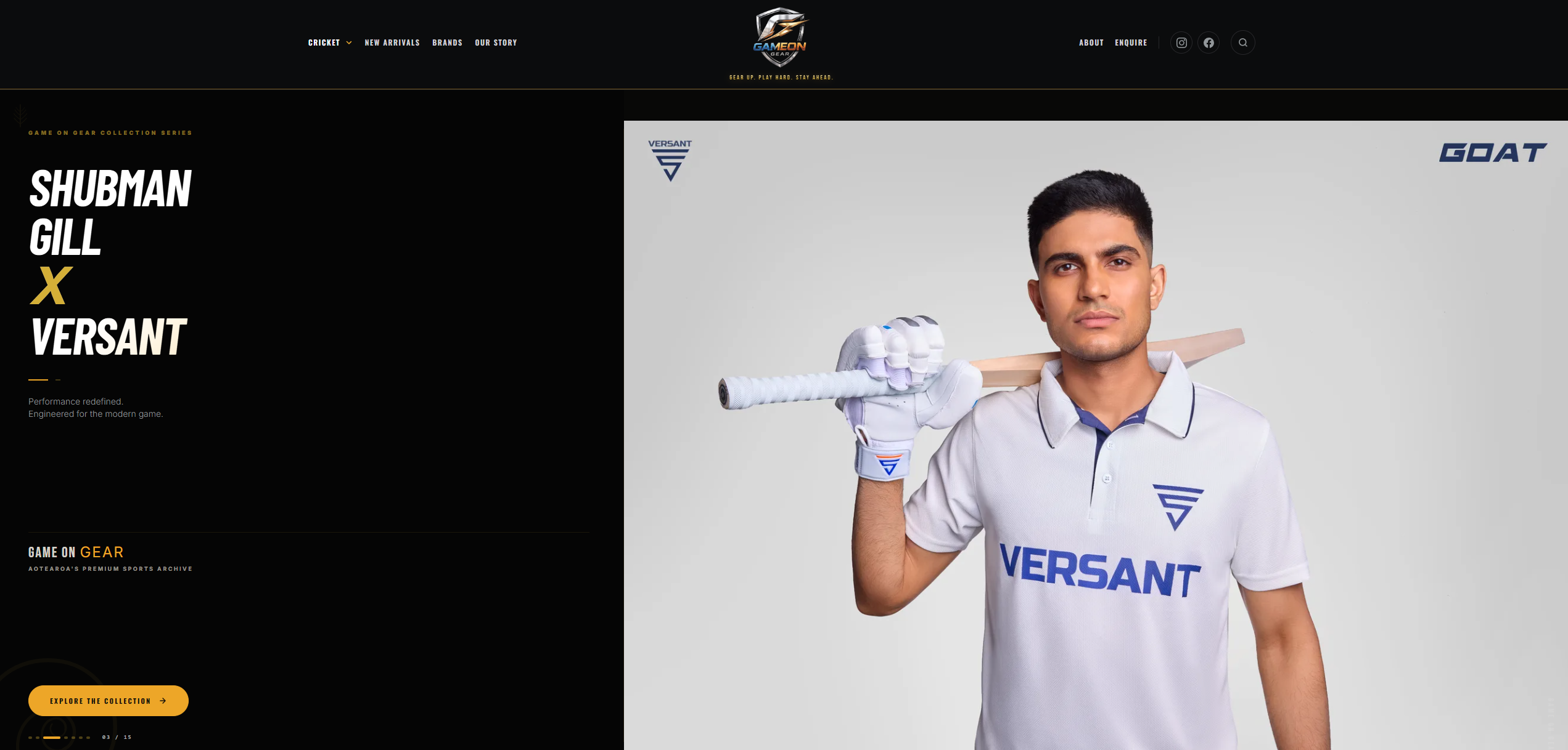 Game On Gear home page on desktop