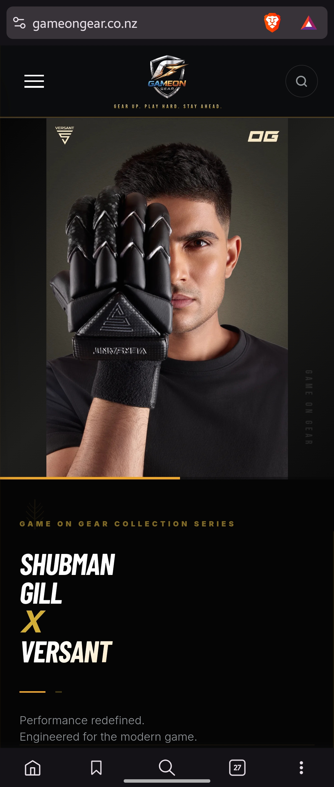 Game On Gear home page on mobile